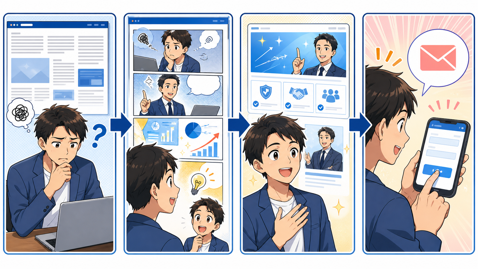 漫画LPで問い合わせにつながる流れ